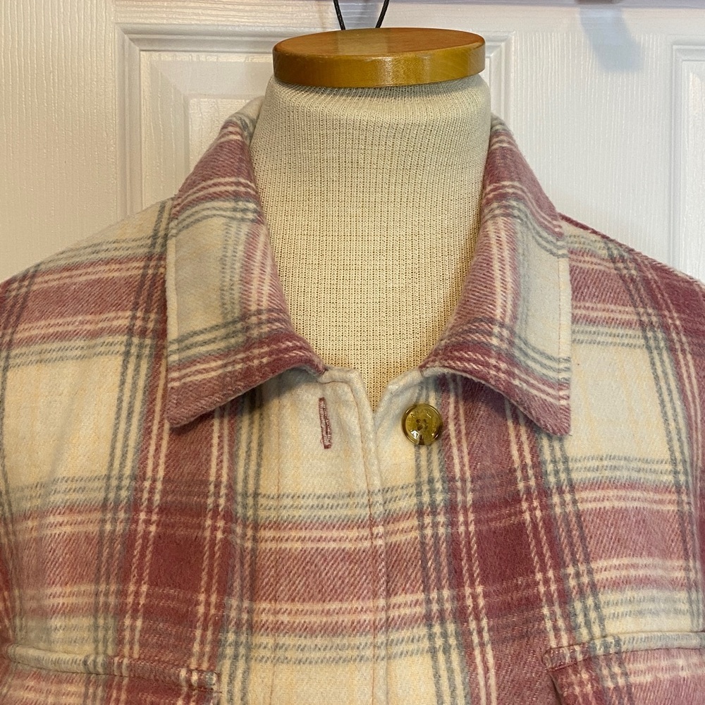 Banana‎ Republic Pink Cream Plain Flannel Wool Blend Shacket Size M - Picture 9 of 16